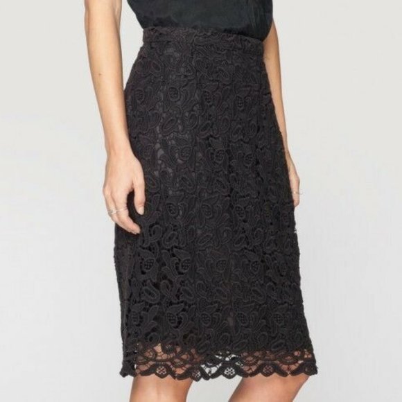 Johnny Was Dresses & Skirts - SOLD*** Johnny Was MAEVE Crochet Lace Pencil SKIRT Knee Length SILK Lining Black